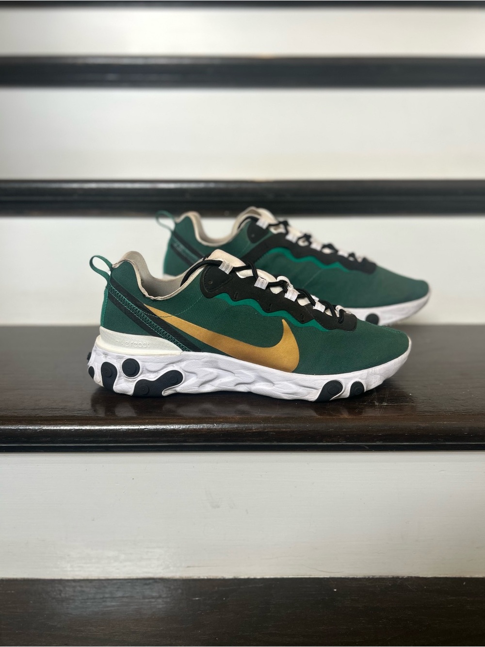 Nike React Lucent Green White Gold Running Shoes Men's 11.5 - Customized*